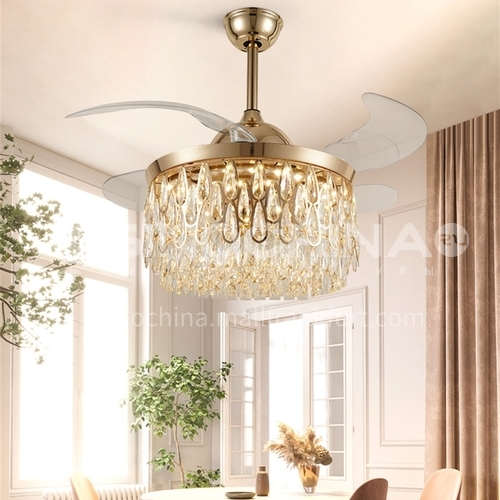 Crystal invisible fan light dining room European style living room bedroom luxury atmospheric lighting-DSYF-F2863
